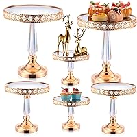 6 Pcs Metal Wedding Cake Stands with Crystals Elegant Dessert Table Display Set Include 8