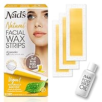Nad's Facial Wax Strips - Natural All Skin Types - Waxing Kit With 30 Face Wax Strips & Post Wax Oil, 1 Count