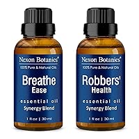Nexon Botanics Breathe Ease and Robbers’ Health Essential Oil Blends - Soothes Nasal Congestion, Seasonal Cough, and Stuffiness - Supports Immunity - Perfect for Aromatherapy