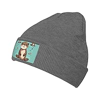 Beanie for Women Cartoon Cute Otter Print Knitted Hat Men Winter Beanies Soft Knit Hats Warm Beanie Cap