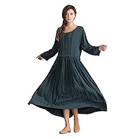 Women's Linen Cotton Soft Loose Caftan Large Dress Plus Clothing a11