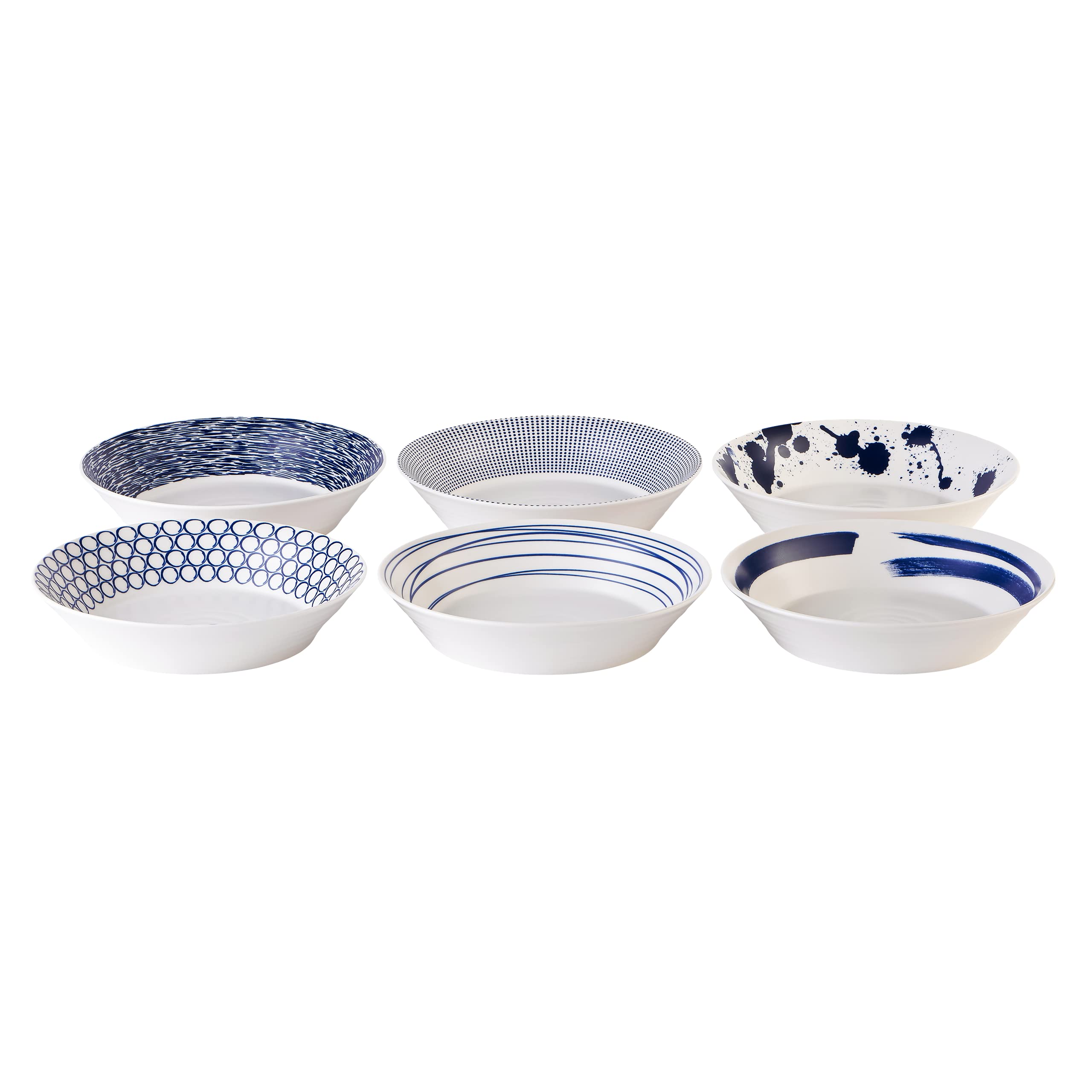 Royal Doulton Pacific 40034452 22cm Pasta Bowl Mixed Set of 6 Porcelain Blue, 6 Set