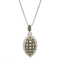 10K White Gold 0.25 Ct Brown Diamond Marquise Shaped Pendant
