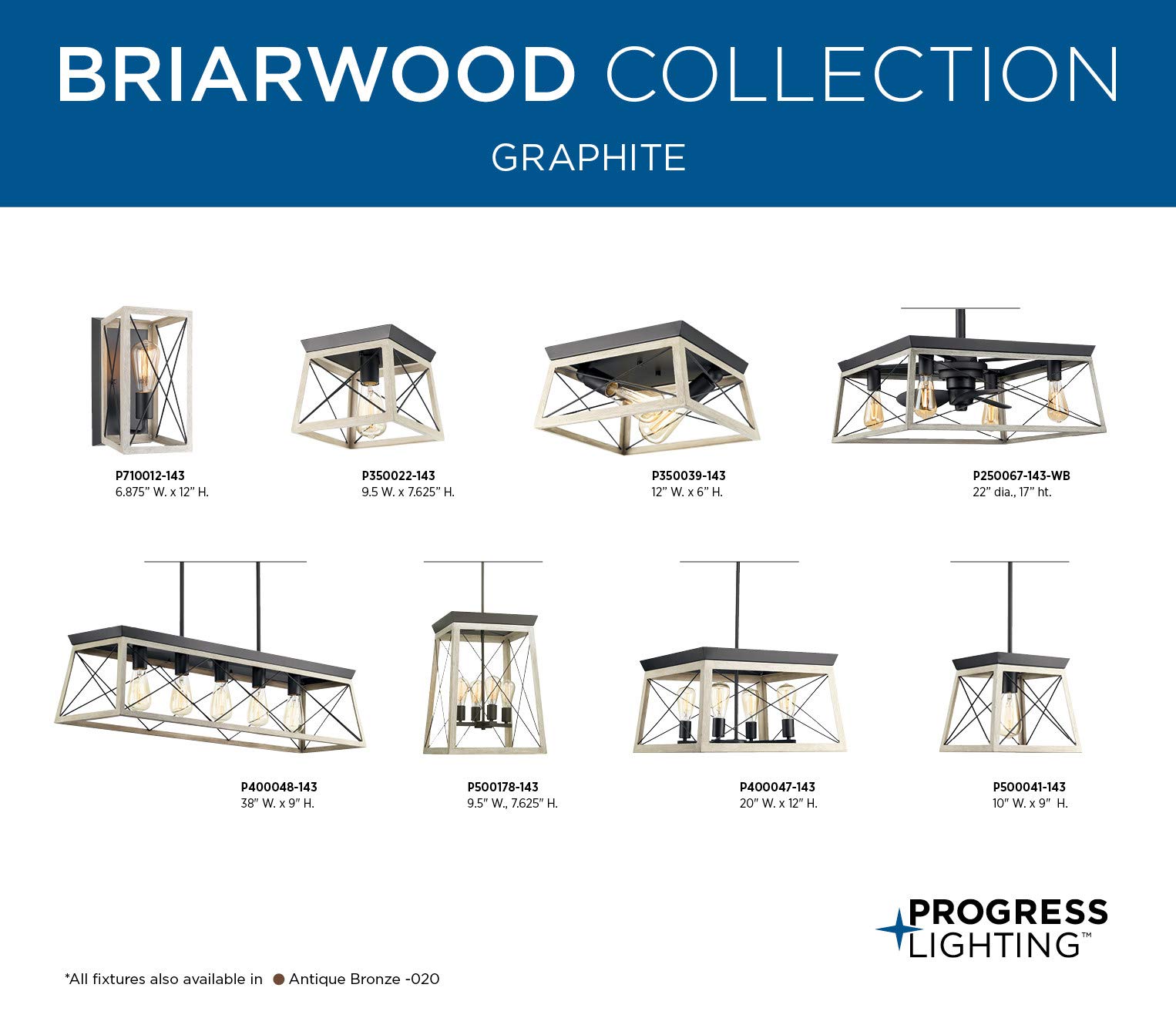 Progress Lighting Briarwood Collection 1-Light Coastal Mini-Pendant Light Graphite, Black