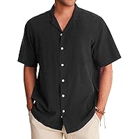 Mens Casual Tshirt Shirt Short Sleeve Stretchy Button Up Shirt Summer Lightweight Loose Fit Soft Touch Tee