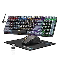 Mechanical Gaming Keyboard, 98 Keys RGB Backlit Full Size Keyboard with Blue Switch, Double Shot Injection Floating Keycaps, Full Anti-Ghost Wired Computer Keyboard for Windows PC Mac Xbox Gamer