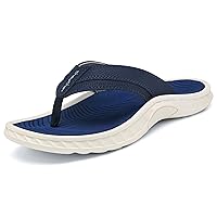 ChayChax Men's Flip Flops Arch Support Beach Sandals Outdoor Sport Thong Sandal with Soft Footbed