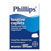 Laxative Caplets, With Naturally Sourced Magnesium Supplement for Gentle Relief of Occasional Constipation, Cramp and Stimulant Free Laxatives, 100 Caplets