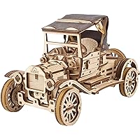 UGEARS Classic Model Car Kit - 3D Puzzles for Adults and Kids with Folding Roof and Functional 4 Cylinder Engine - Model Car Kits for Adults 3D Wooden Puzzles - DIY Retro Car 3D Puzzle Model Kit