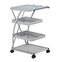 SD STUDIO DESIGNS Modern Triflex Mobile Storage Taboret for Arts and Crafts Silver 18.5