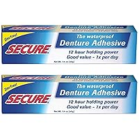 Waterproof Denture Adhesive - Zinc Free - Extra Strong Hold For Upper, Lower or Partials - 1.4 oz (Pack of 2)