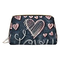 I Love You Words With Hearts Print Cosmetic Bags,Leather Makeup Bag Small For Purse,Cosmetic Pouch,Toiletry Clutch For Women Travel