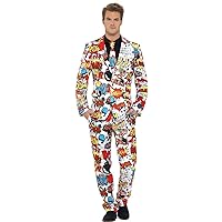 Smiffy's Men's Comic Strip Suit with Jacket Trousers and Tie