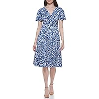 Jessica Howard Women's Printed Knit Jersey Fit & Flare Short Sleeve-Desk to Dinner