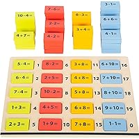 Wooden Toys Math Tiles for Learning Addition and Subtracting Number Fun Early Educational Toy Designed for Children 3+, Multi (10716)