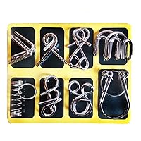 8-Piece Metal Wire Puzzles Magic Metal Brain Teaser Puzzle Set #3 - Perfect Classic Educational Intelligence Toy for Adults and Kids