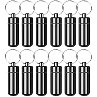 12 Pack Keychain Medication Pill Boxes, Weekly Waterproof Portable Mini Travel Pill Case,7 Day Vitamin Organizer, Daily Medicine Bottle (Black)