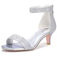 IDIFU Kitten Heels for Women IN2 Low Heels Open Toe Ankle Strap Heeled Sandals Wedding Bridal Evening Prom Party Dress Shoes Womens Heels With Zipper