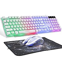 CHONCHOW Gaming Keyboard and Mouse LED Backlit Combo (White)