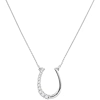 10K White Gold Diamond Horseshoe Pendant Necklace 1/5 Ctw.