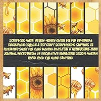 scrapbook paper yellow honey queen bee for ephemera decoupage collage & DIY craft scrapbooking supplies 28 patterned sheet for card making invitation ... design pattern paper pack for hand crafting