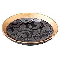 Hamamotou 327131 Arita Ware Pottery Kiln Serving Plate, 5.5 inches (14 cm), Gold Black