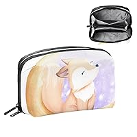 Electronics Organizer, Beautiful Foxy Moon Small Travel Cable Organizer Carrying Bag, Compact Tech Case Bag for Electronic Accessories, Cords, Charger, USB, Hard Drives