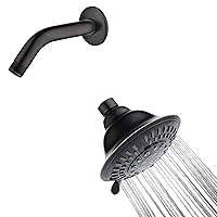 BRIGHT SHOWERS High Pressure Rain Showerhead 9 Spray Settings Shower Head and Matching 6 Inch Brass Shower Pipe-Arm Bathroom Rain Shower Arm, Oil-Rubbed Bronze