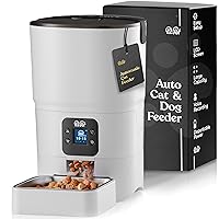 Smart Automatic Cat Feeder - 6-L Reliable Automatic Cat Food Dispenser with Display LCD Screen for Easy Set Up -Portion Control Automatic Dog Feeder - Desiccant Bag Keeps Dry Food Fresh-Voice Recorder