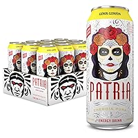 Patria Day of the Dead 16oz Sugar Free Energy Drink, 200mg of Caffeine, Natural Flavor, Citrus Blast, 12 pack