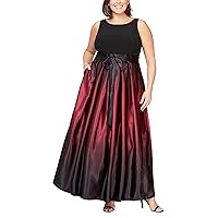 S.L. Fashions Women's Plus Size Sleeveless Long Satin Party Dress with Pockets Special Occasion, Fig, 22