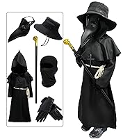 Plague Doctor Costume for Kids 7 in 1 Set Halloween Costumes for Boys Girls Halloween Outfit