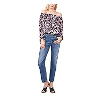 Vince Camuto Womens Ruffled Floral Printed Blouse Black XXS
