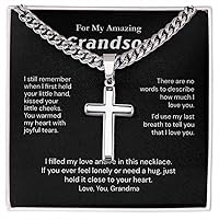 To My Grandson Cross Necklace from Grandma, Senior 2024 Gift Graduation Necklace Gift For Him, Grandmother to Grandson Birthday Graduation Gifts, Anniversary Congratulations Grad Jewelry Grandson