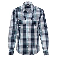 Burnside Ladies' Long-Sleeve Plaid Pattern Woven Shirt XL NAVY