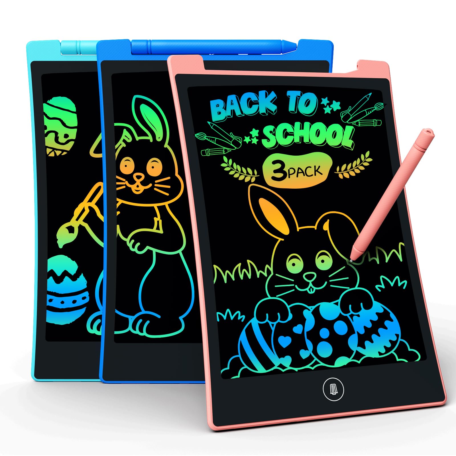 KOKODI Kids Toys 3 Packs LCD Writing Tablet, Colorful Toddler Drawing Pad Doodle Board Erasable, Educational Learning Toys Birthday Gifts for Girls Boys Age 3 4 5 6 7 8, Pink Blue Green