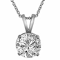 1.50 Ct Carat Round Cubic Zirconia Gold Plated Handmade Solitaire Pendant Necklace