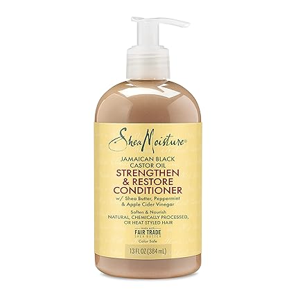 SheaMoisture Conditioner 100% Pure Jamaican Black Castor Oil to Intensely Smooth and Nourish Hair with Shea Butter, Peppermint and Apple Cider Vinegar 13 oz