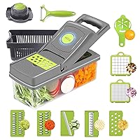 14 in 1 Vegetable Chopper Dicer Cutter,Veggie Slicer and Chopper Grater for Fruit Potato Onion,with Container Potato Peeler- 10 Blades