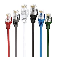 CAT6 Ethernet Cable 6FT - 12 Pack (1Gbps, 550MHz, RJ45) CAT 6 Gigabit Internet Network LAN Patch Cord - Compatible with Game Consoles, Smart TV, Router