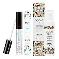 Exsens Coconut Warming Massage Oil and Hot Kiss Lip Gloss Duo, Warm Tingling and Buzzing Sensations, All Natural, 2 Pack