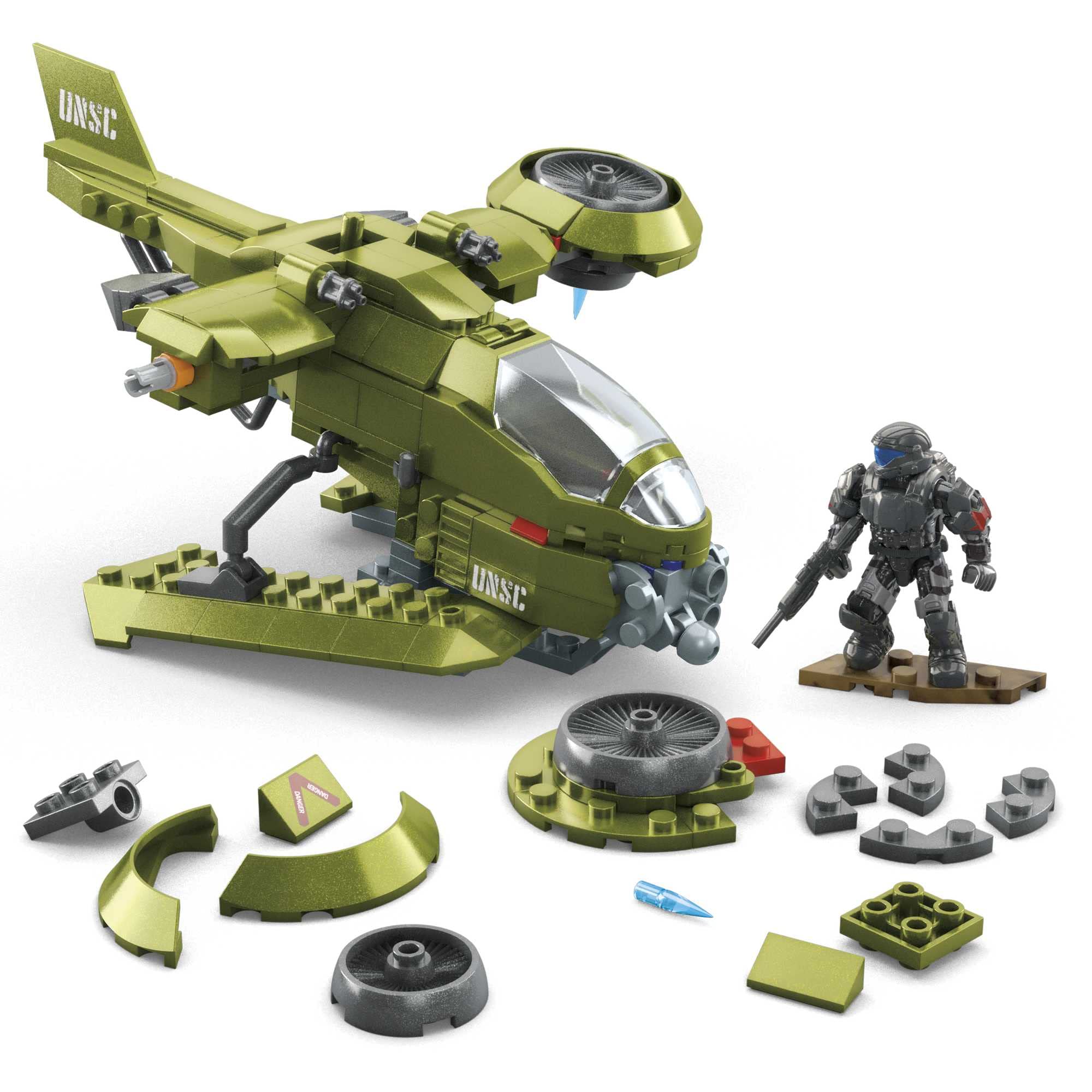 MEGA Halo Toys Vehicle Building Set for Kids, Unsc Hornet Recon Aircraft with 291 Pieces, 2 Micro Action Figures and Accessories, Gift Ideas