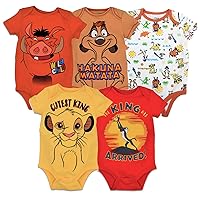 Mickey Mouse Lion King Winnie the Pooh Pixar Toy Story Finding Nemo Baby 5 Pack Bodysuits Newborn to Infant