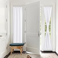 PONY DANCE French Door Curtain - Heavy-Duty Solid Rod Pocket Light Filtering Window Treatment for Sliding Glass French Door with Adjustable Tieback, 25 x 72-inch, Pure White, 1 Piece