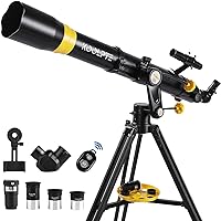 Telescope 90mm Aperture 900mm - High Precision Adjustment Vertisteel AZ Mount Base, Magnification 45-450x, Wireless Remote, Phone Adapter - Ideal for Astronomy Enthusiasts and Beginners (Black)