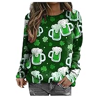 St Patrick’s Day Appreciation T-Shirt Green Top Crew Neck Long Sleeve Shirt Basic Graphic Sweatshirts for Women