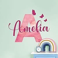 Custom Stickers Name Wall Decor I Personalized Name Sign for Room Decor | Multiple Font Custom Name & Initial I Decal for Baby Girl Nursery Decor I Nursery Wall Decal for Baby Room Decor