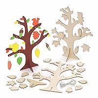 Baker Ross FE649 Wooden Autumn Tree Kits - Pack of 2, Wood Crafts to Decorate and Display, Make Your Own for Kids, Ideal Kids Arts and Crafts Project, Fall Crafts for Kids