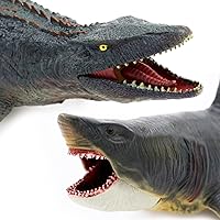 Gemini&Genius Megalodon Toy Mosasaurus Toy, Realistic Dinosaur Toys for Kids, Ocean Monsters Shark Action Figurines, Great for Collector, Party Favor and Birthday Gift to Kids