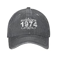 50th Birthday Gifts for Him Her Vintage 1974 Hat 50 Year Old Gifts for Men Women 50 Year Old Baseball Cap Black